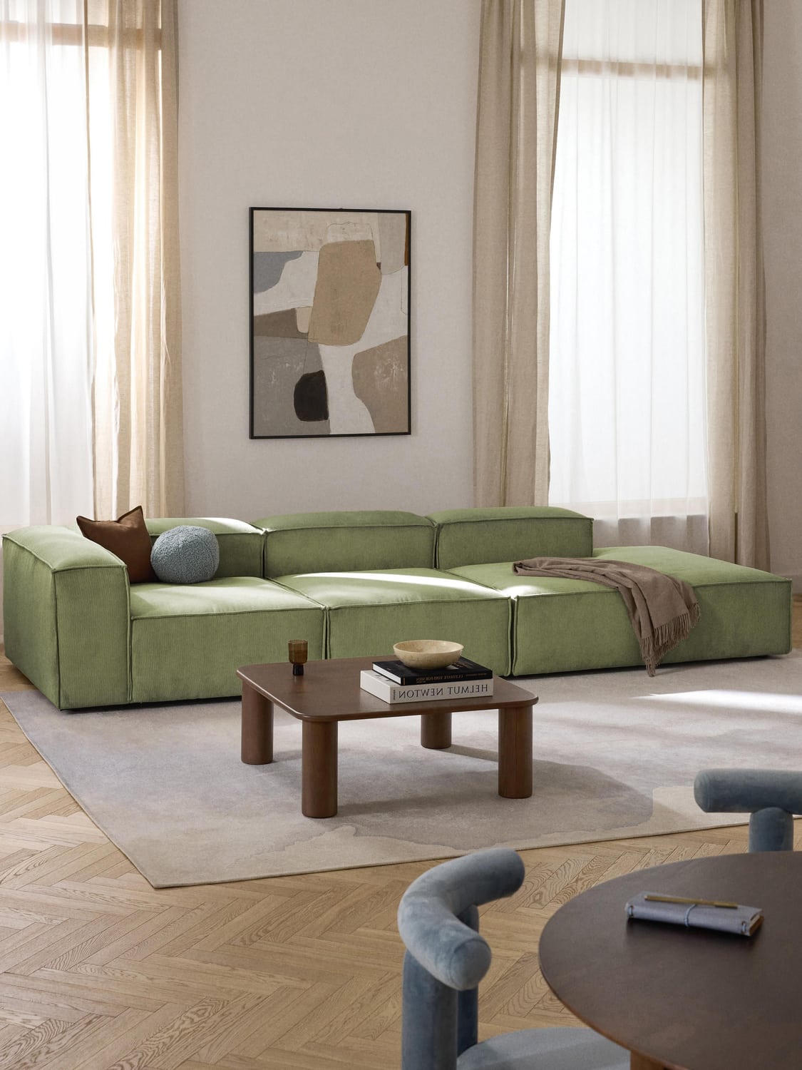 Lennon Modular XL Ottoman in Corduroy — Mushroom