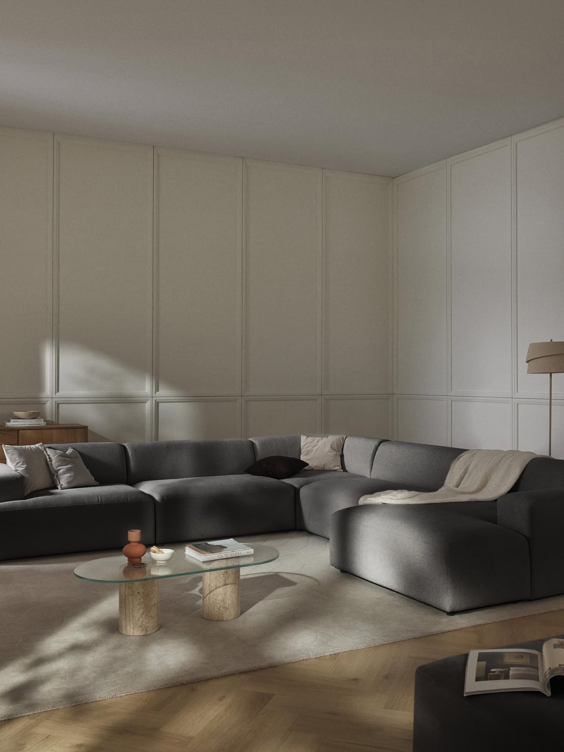 Melva XL Corner Sofa — Slate Grey