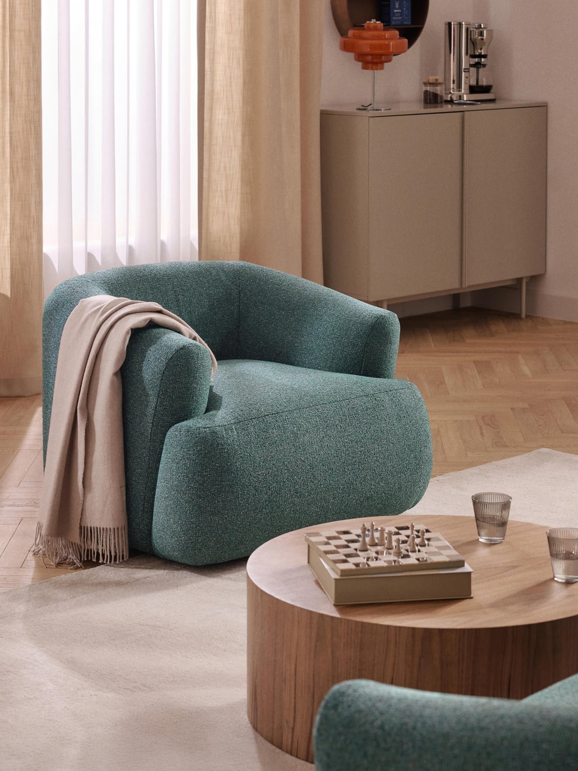 Sofia Bouclé Armchair — Dark Grey