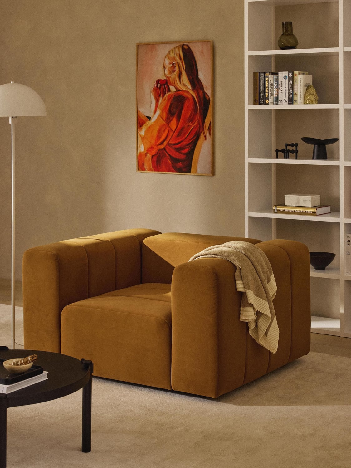 Lena Velvet-Lounge Chair — Caramel