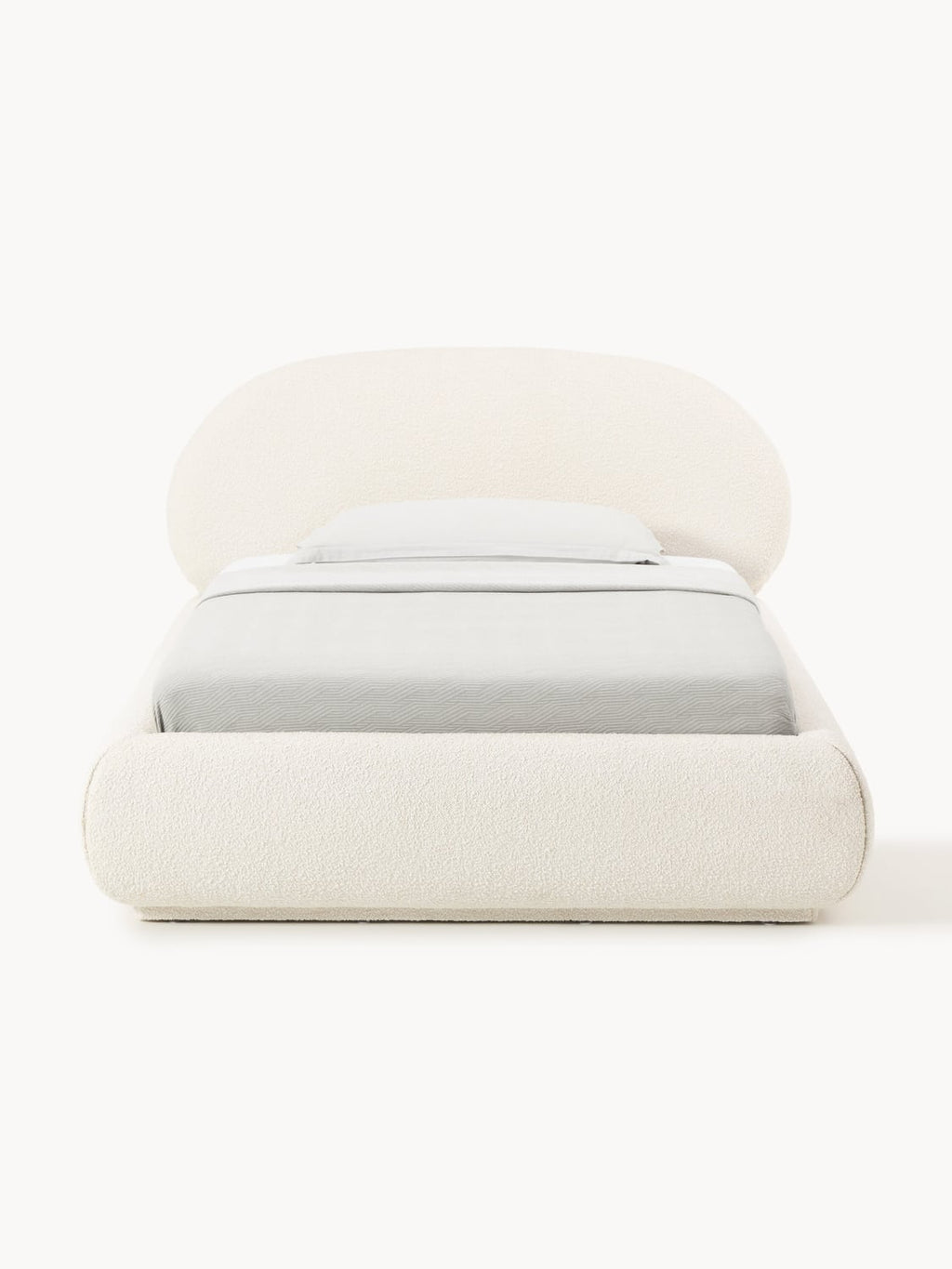 Alba Bouclé-Upholstered Single Bed with Storage — Off-White