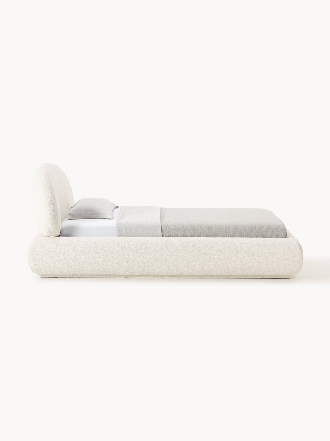 Alba Bouclé-Upholstered Single Bed with Storage — Off-White