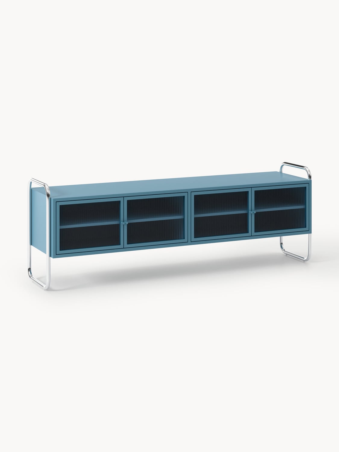 Robyn Metal-Lowboard with Glass-Front — Teal