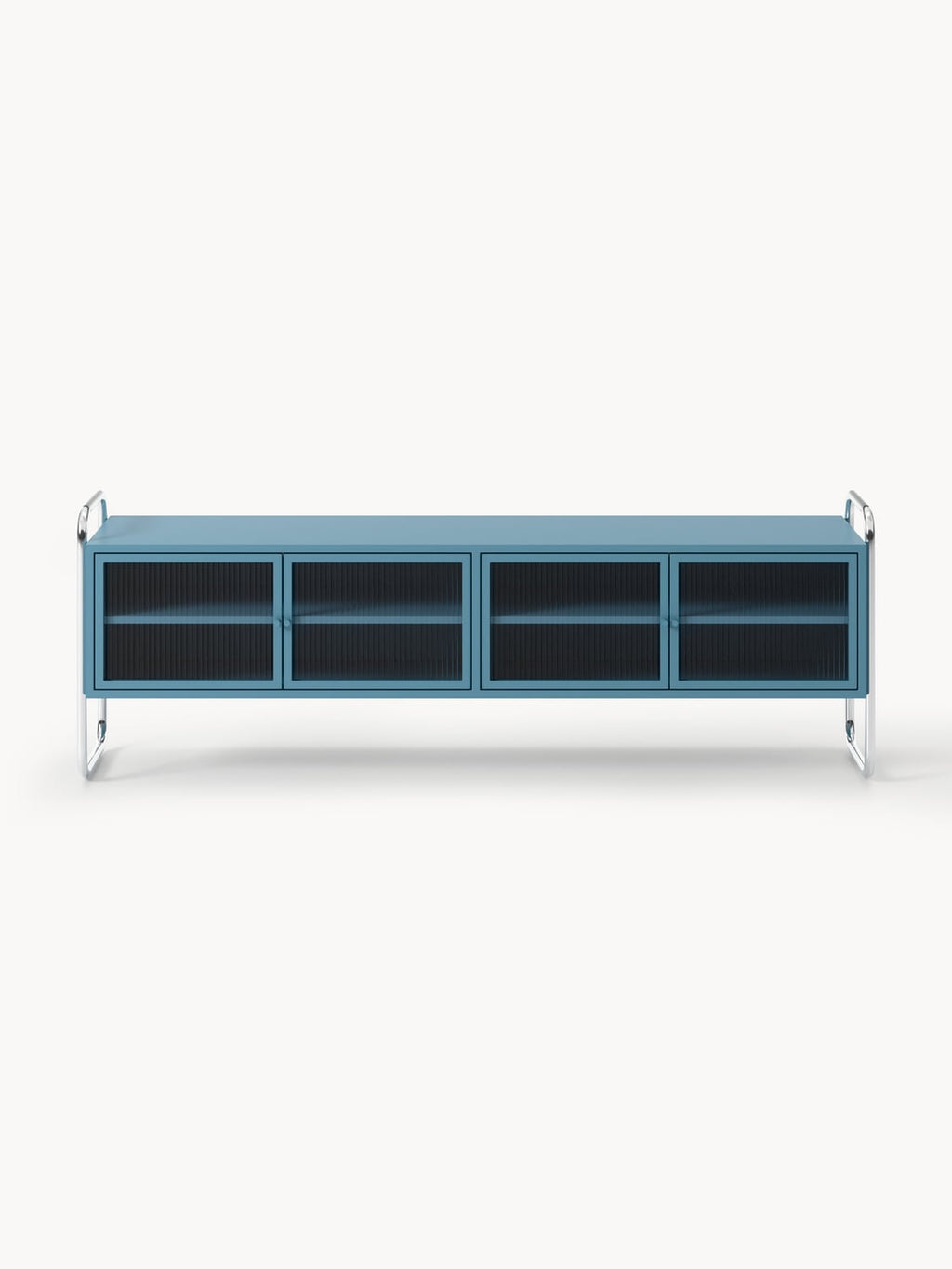 Robyn Metal-Lowboard with Glass-Front — Teal