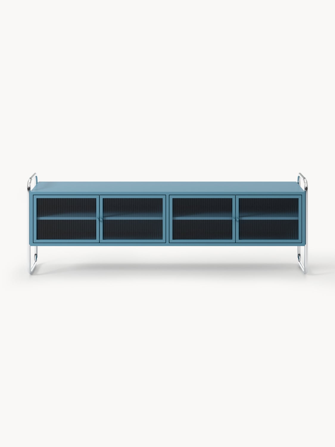Robyn Metal-Lowboard with Glass-Front — Teal