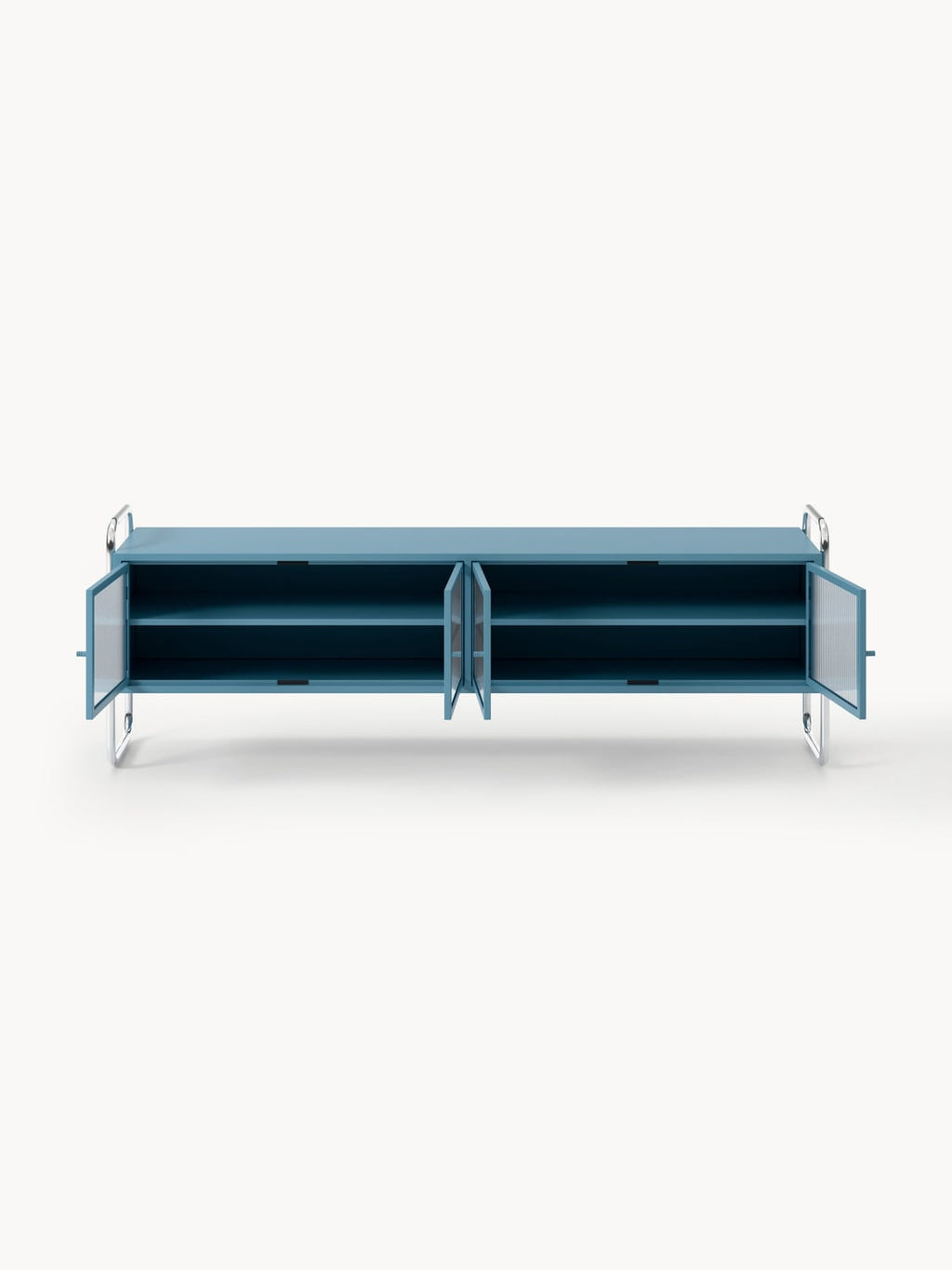 Robyn Metal-Lowboard with Glass-Front — Teal