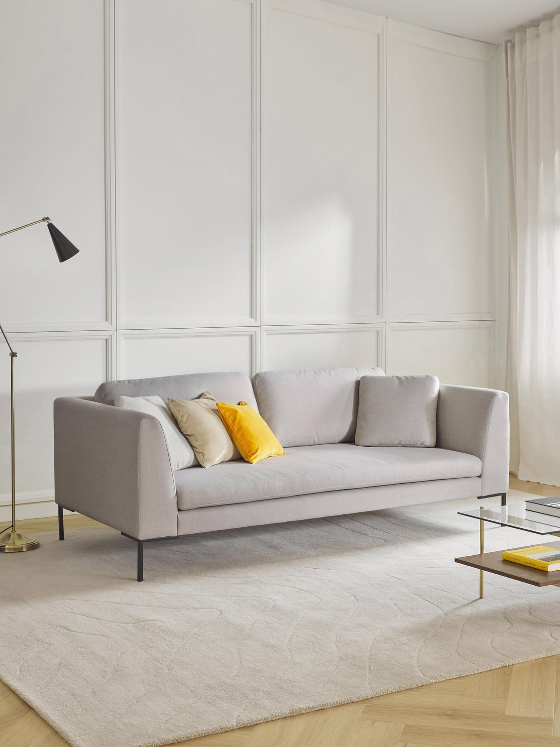 Emma Sofa (3-seater) with Metal Legs — Light Grey