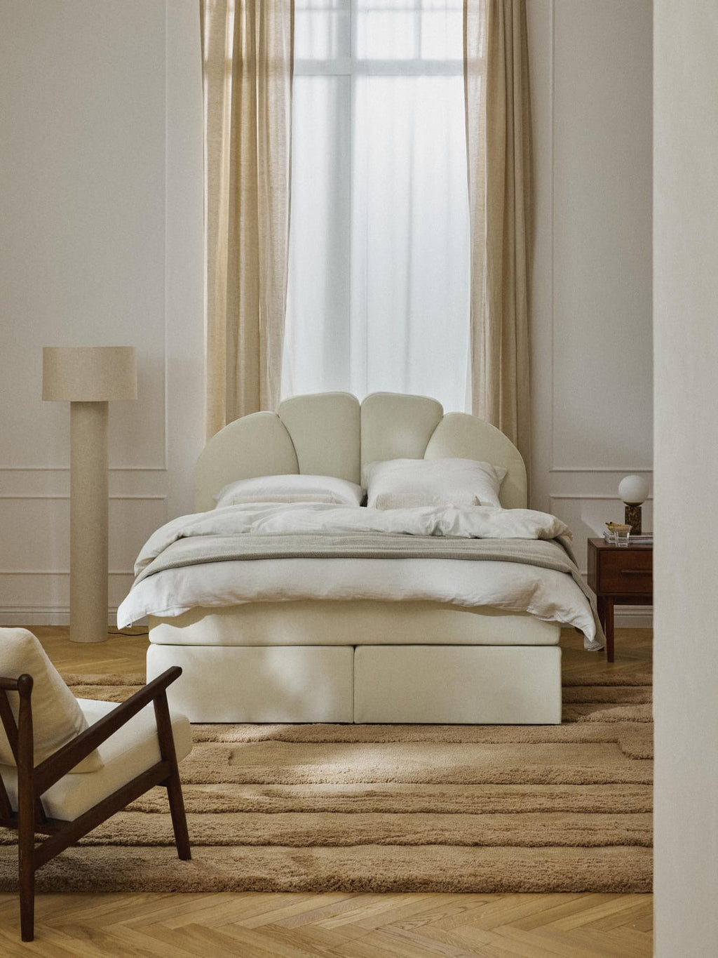 Romia Box-Spring Bed with Storage — Off-White