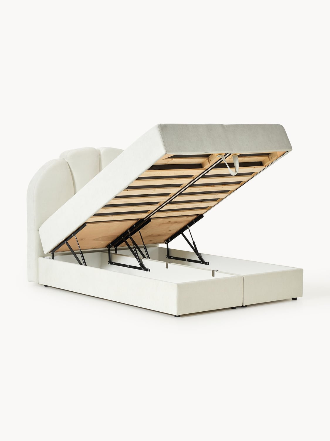 Romia Box-Spring Bed with Storage — Off-White