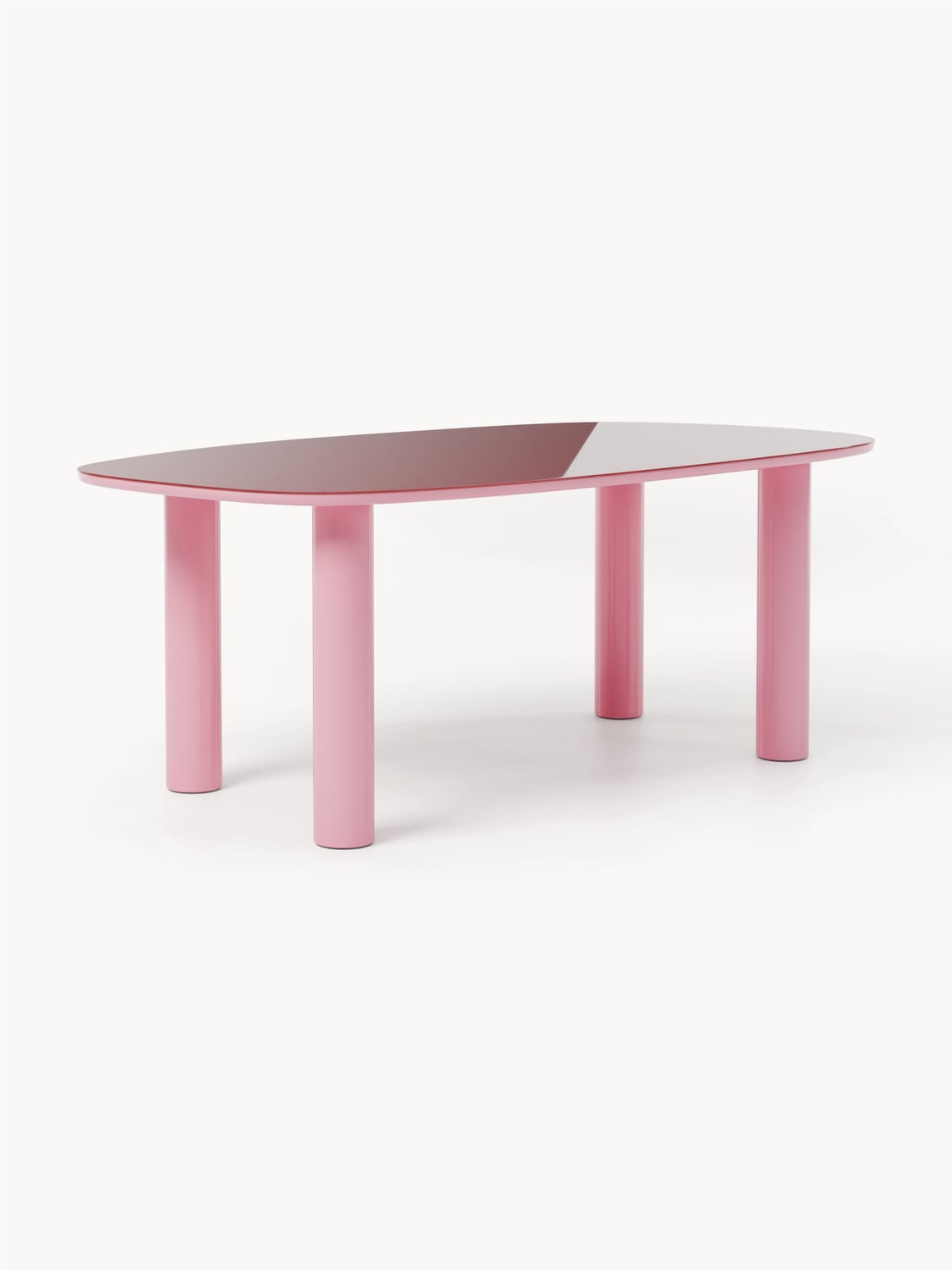 Beni Organic Dining Table with Glass Top, 200 x 110 cm — Blush