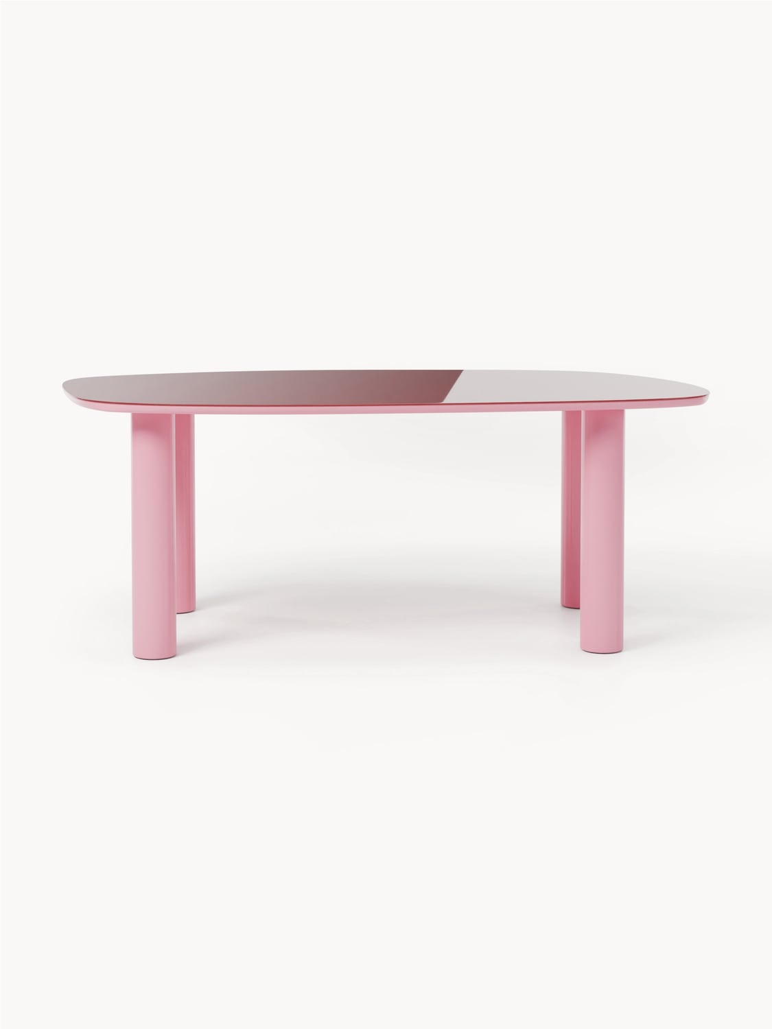 Beni Organic Dining Table with Glass Top, 200 x 110 cm — Blush