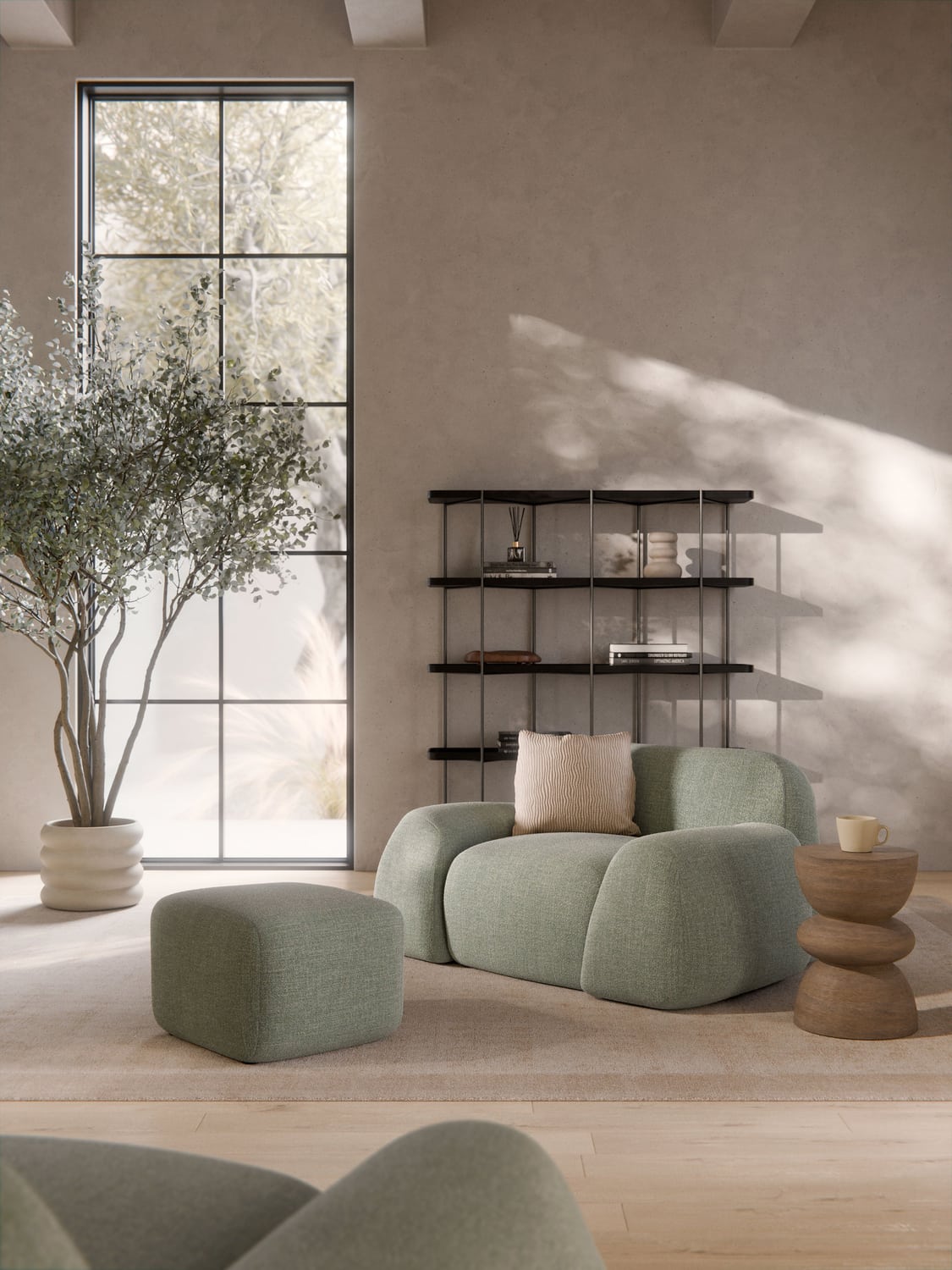 Wolke Bouclé Lounge Chair — Taupe
