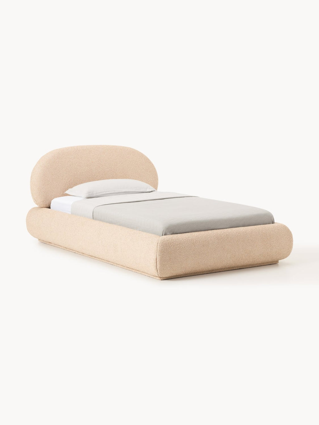 Alba Bouclé-Upholstered Single Bed — Blush