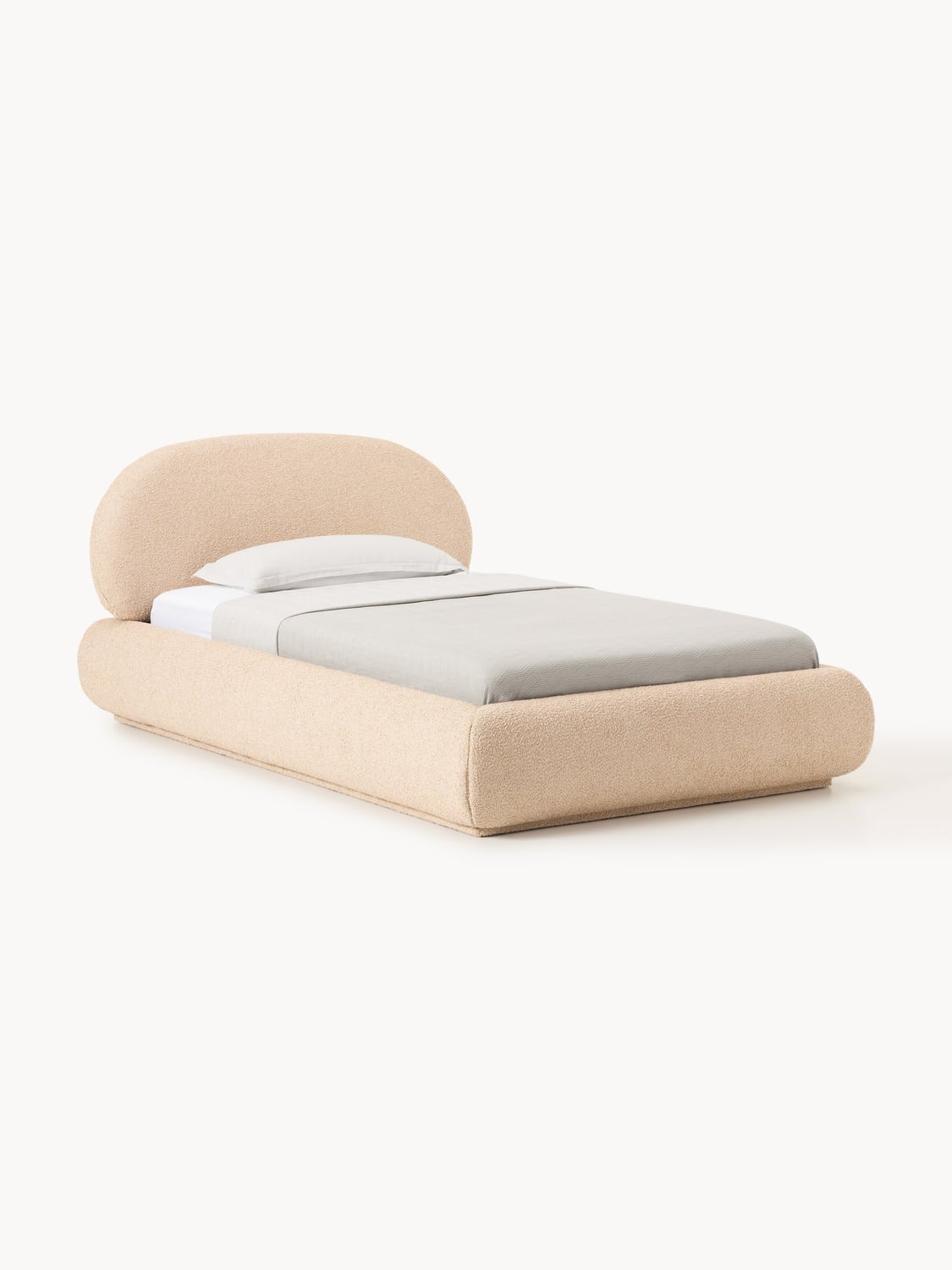 Alba Bouclé-Upholstered Single Bed — Blush