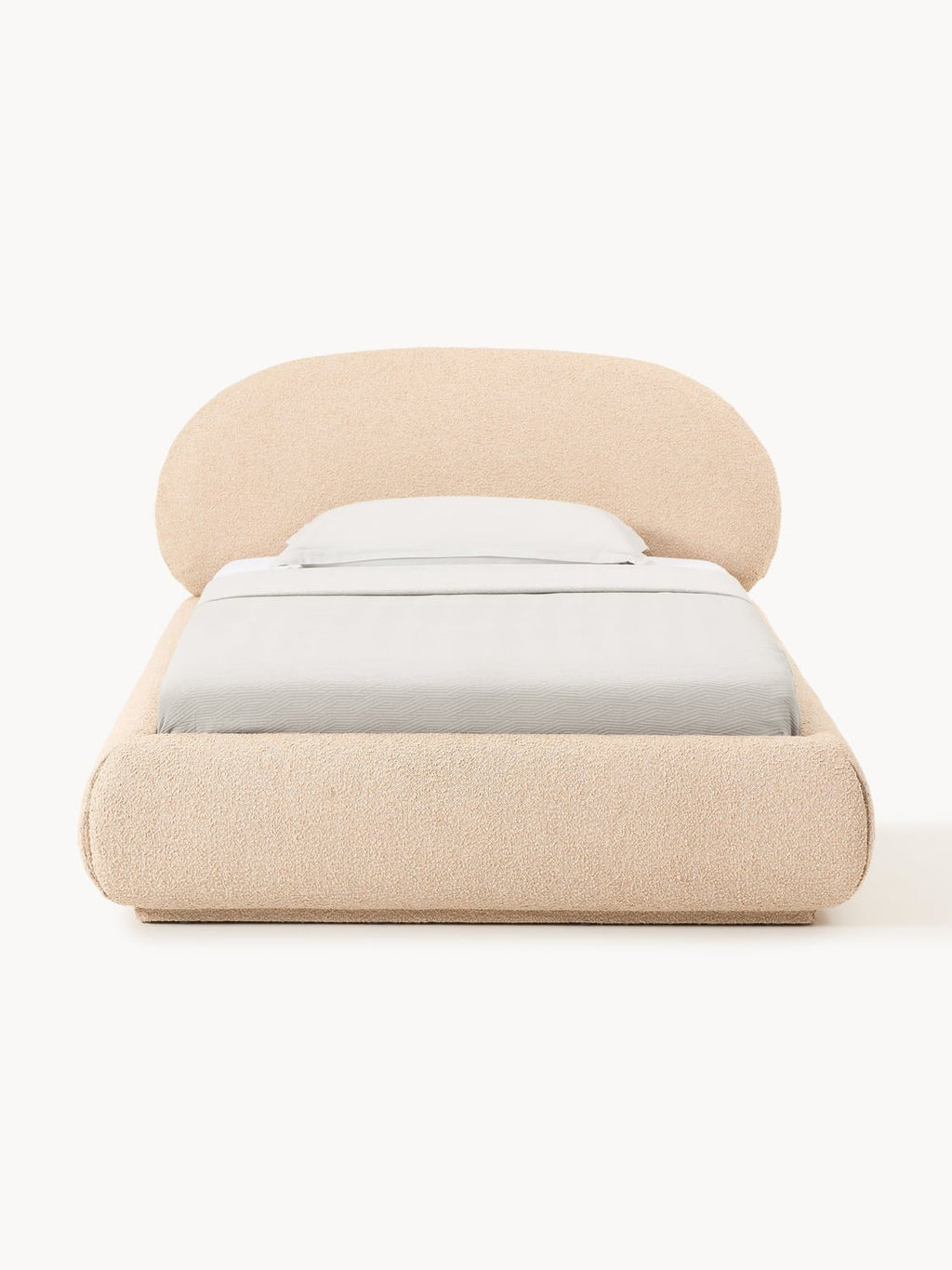 Alba Bouclé-Upholstered Single Bed — Blush