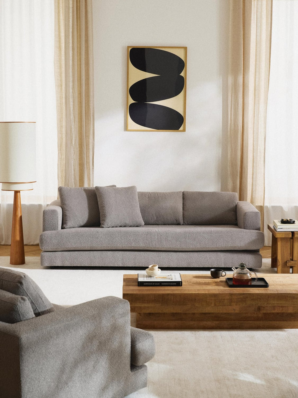 Tribeca Bouclé Sofa (3-seater) — Grey