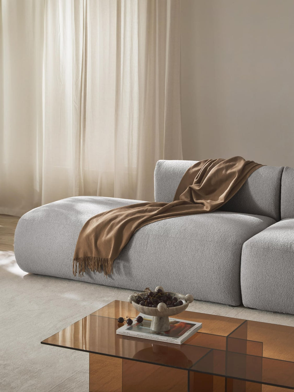 Sofia Bouclé-Chaise-Module — Sand Beige