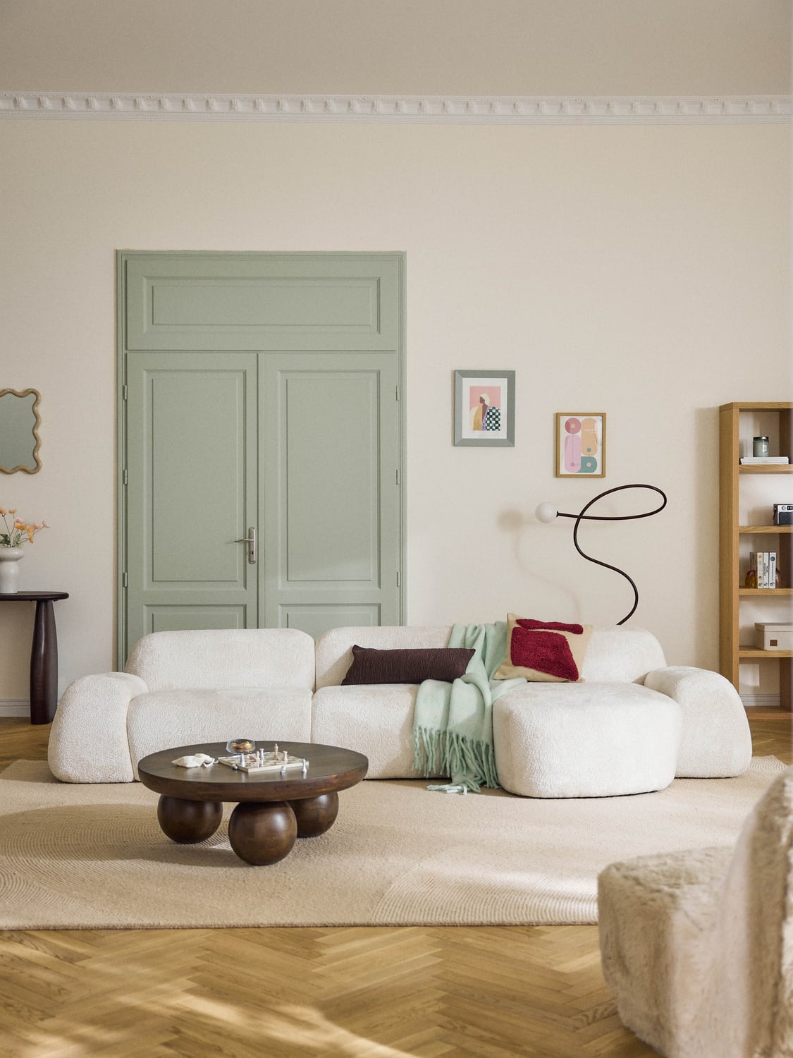Wolke Modular Teddy Bouclé Corner Sofa (4-seater) — Cream