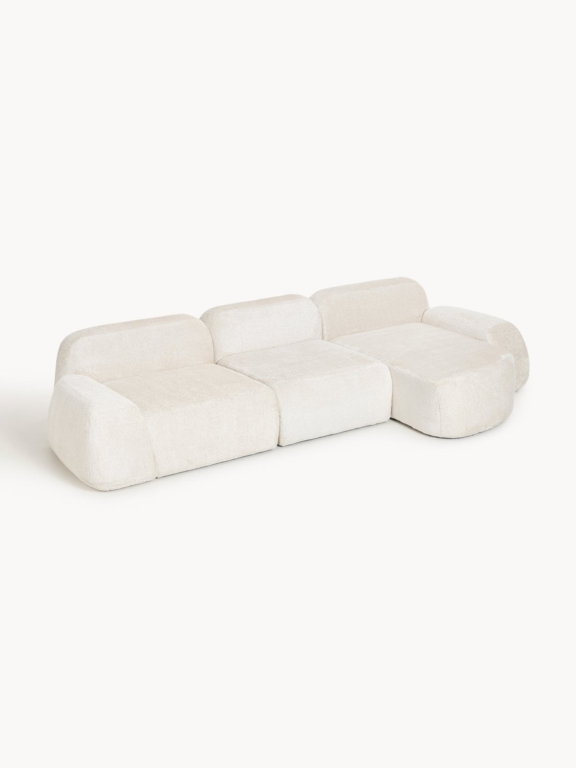 Wolke Modular Teddy Bouclé Corner Sofa (4-seater) — Cream