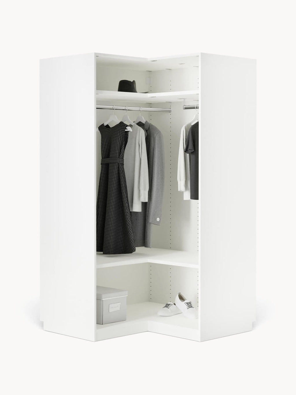 Leon Modular Corner Wardrobe, 115 cm Width, in various sizes — Off-White