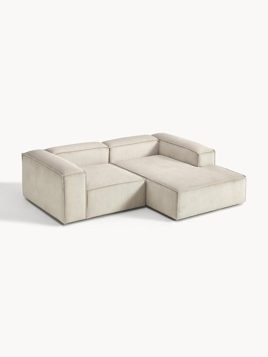 Lennon Modular Corner Sofa (2-seater) in Corduroy — Light Grey