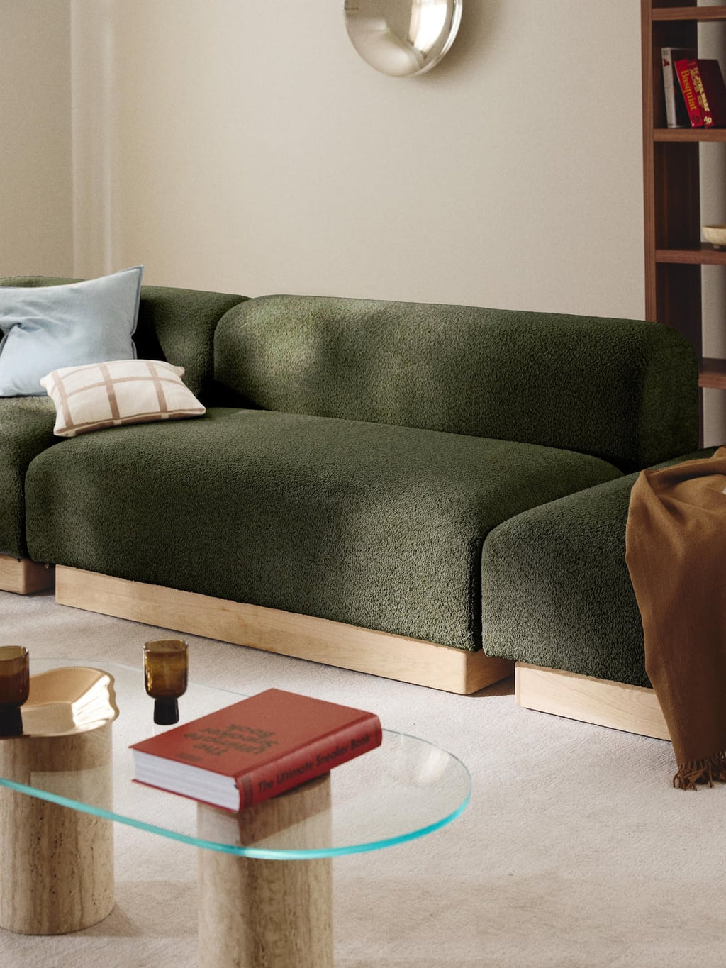 Natalie Sofa (2-seater) in Teddy Bouclé — Khaki