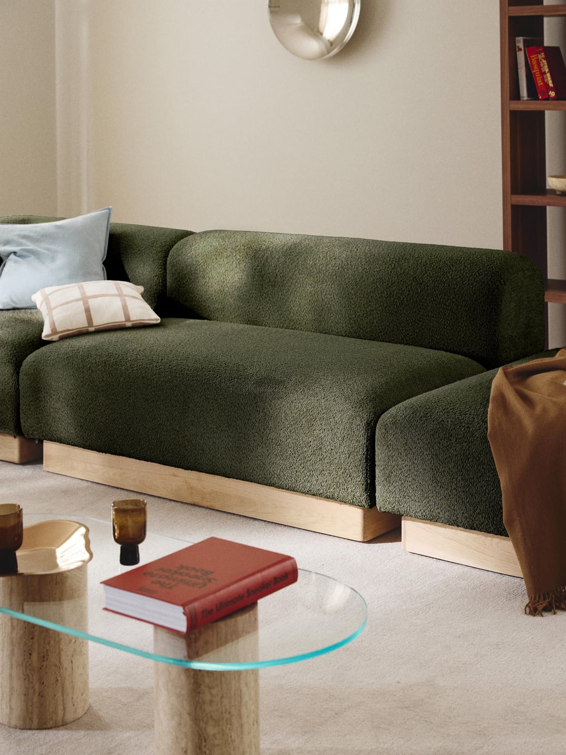 Natalie Sofa (2-seater) in Teddy Bouclé — Khaki