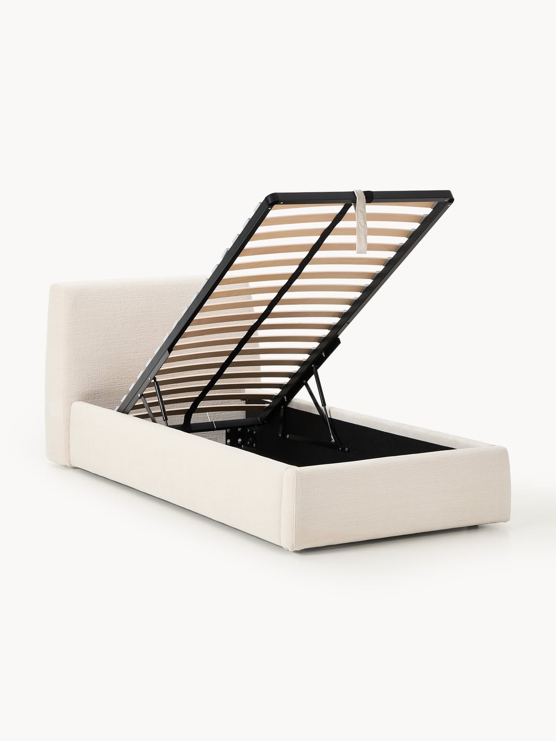 Cloud Upholstered Single Bed with Storage — Off-White