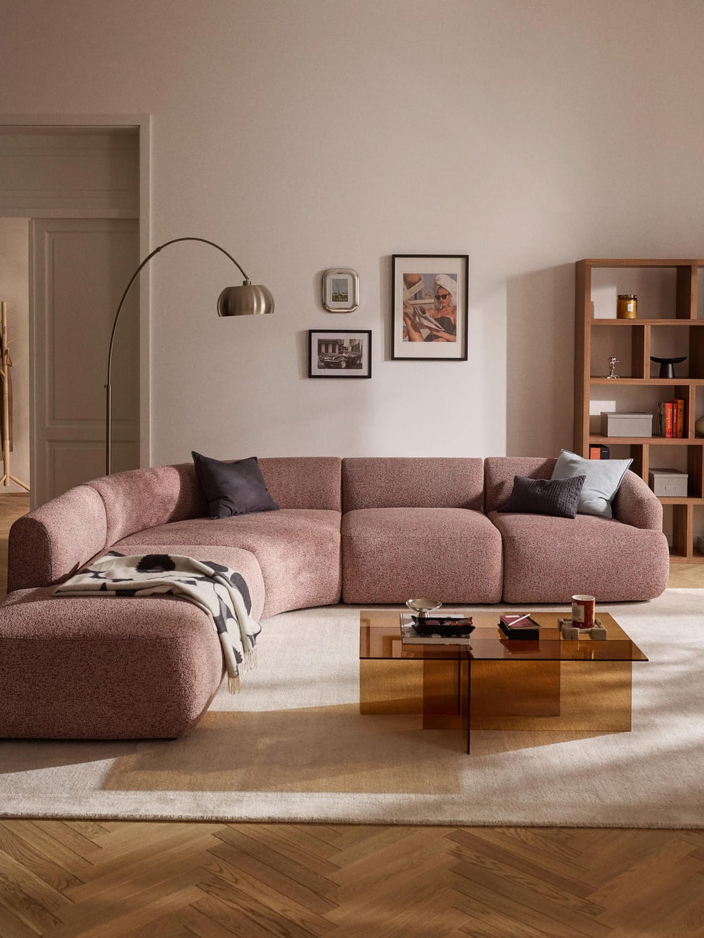 Sofia Modular Bouclé Corner Sofa (4-seater) — Warm Grey