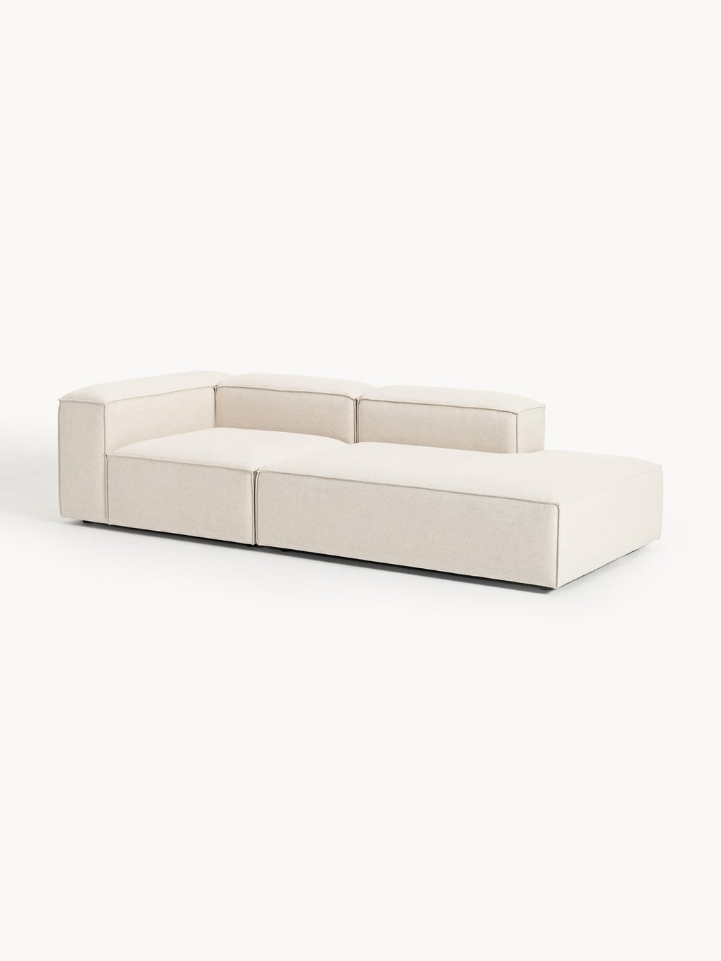 Lennon Modular Ottoman in Linen Blend — Off-White