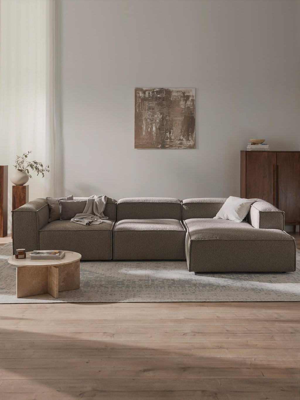 Lennon Modular Bouclé Corner Sofa (4-seater) — Dark Grey