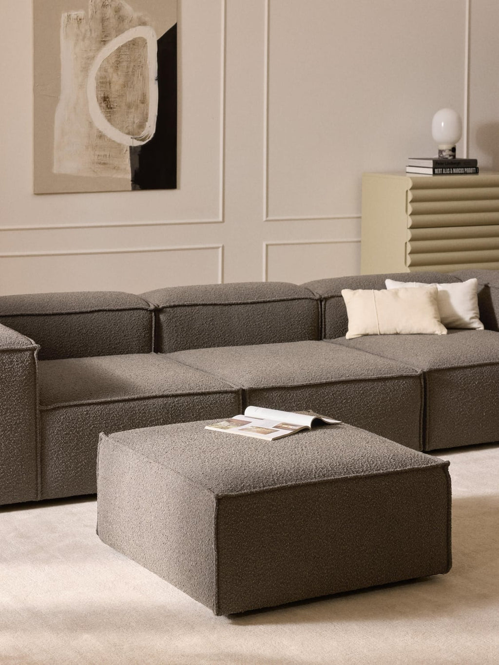 Lennon Sofa Ottoman in Bouclé — Dark Grey