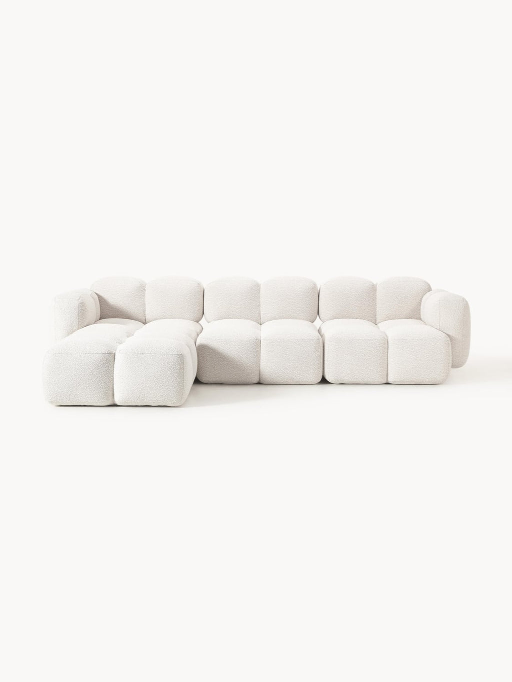 Tayla Modular Sofa (4-seater) in Bouclé with Ottoman (left/right) — Off-White