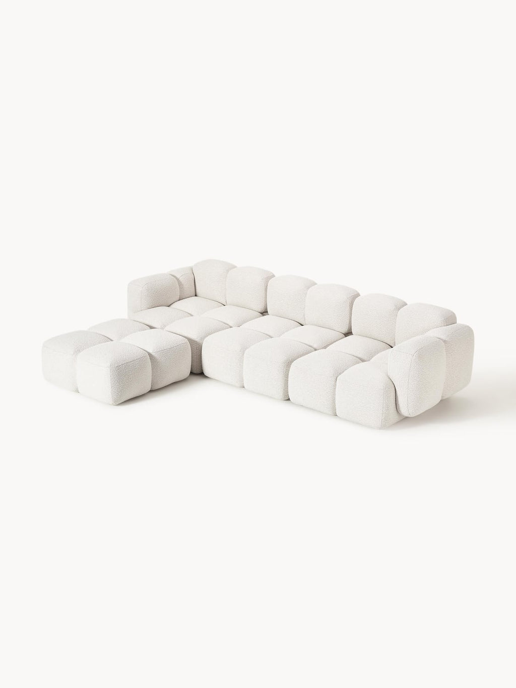 Tayla Modular Sofa (4-seater) in Bouclé with Ottoman (left/right) — Off-White