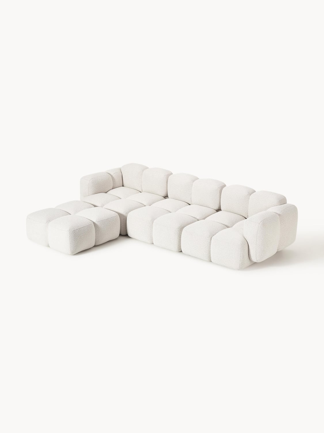 Tayla Modular Sofa (4-seater) in Bouclé with Ottoman (left/right) — Off-White