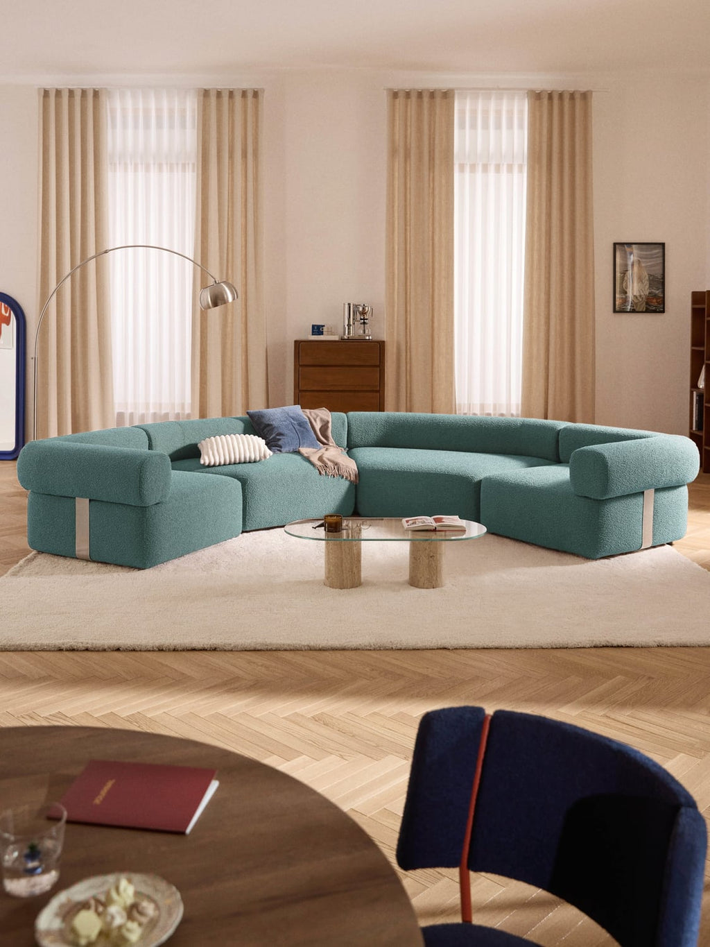 Anton Large Modular Bouclé Sofa — Grey