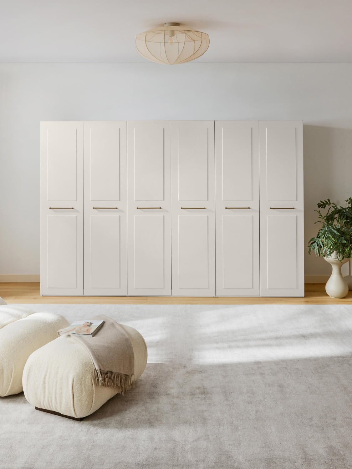 Charlotte Modular Hinged-Door Wardrobe, 100 cm Width, in various sizes — Light Grey