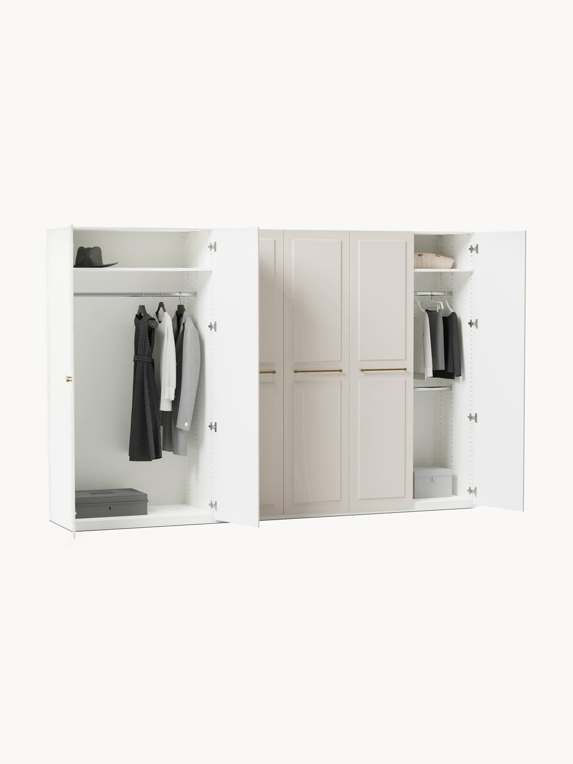 Charlotte Modular Hinged-Door Wardrobe, 100 cm Width, in various sizes — Light Grey