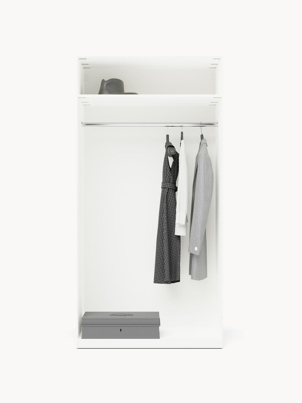 Charlotte Modular Hinged-Door Wardrobe, 100 cm Width, in various sizes — Off-White