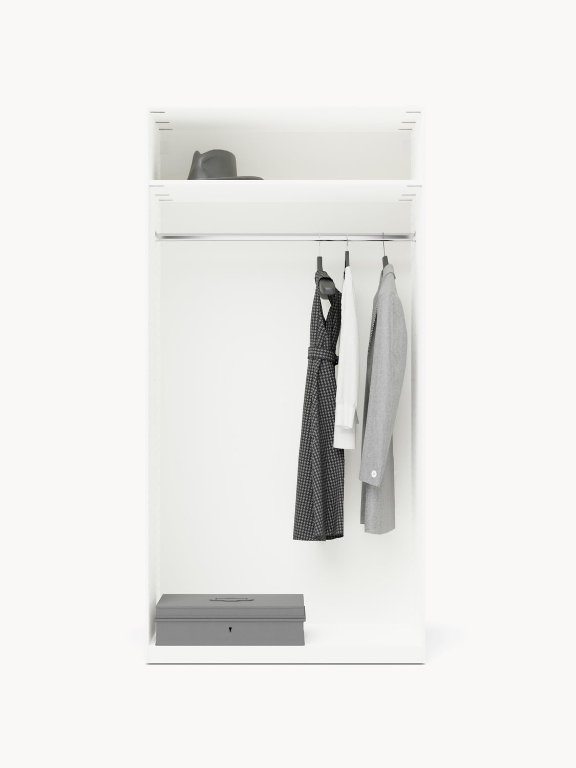 Charlotte Modular Hinged-Door Wardrobe, 100 cm Width, in various sizes — Off-White