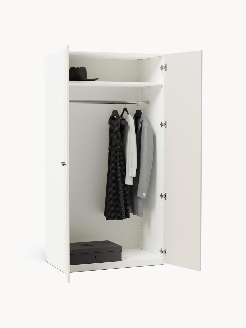 Charlotte Modular Hinged-Door Wardrobe, 100 cm Width, in various sizes — Off-White