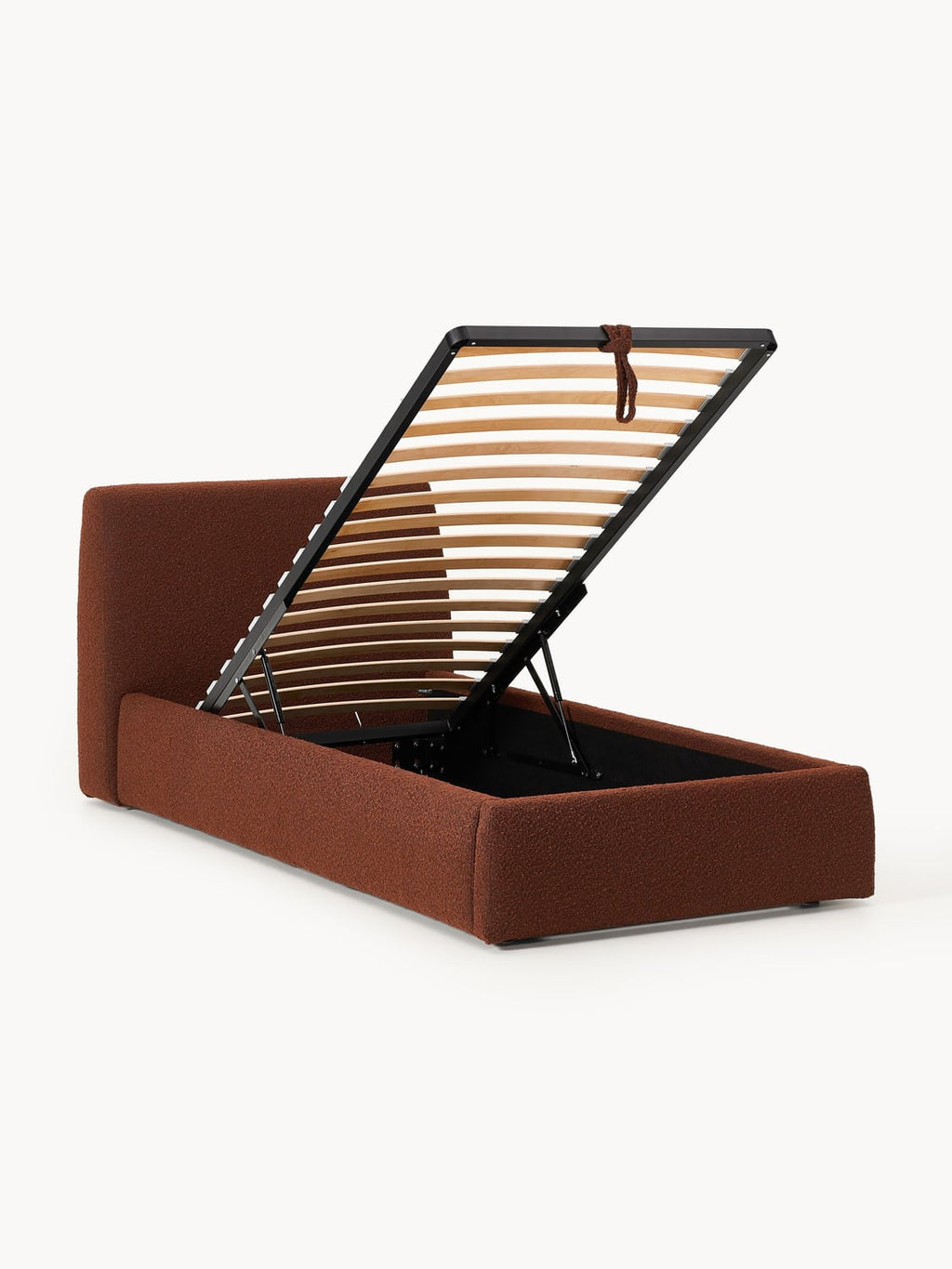 Cloud Bouclé-Single Bed with Storage — Mushroom