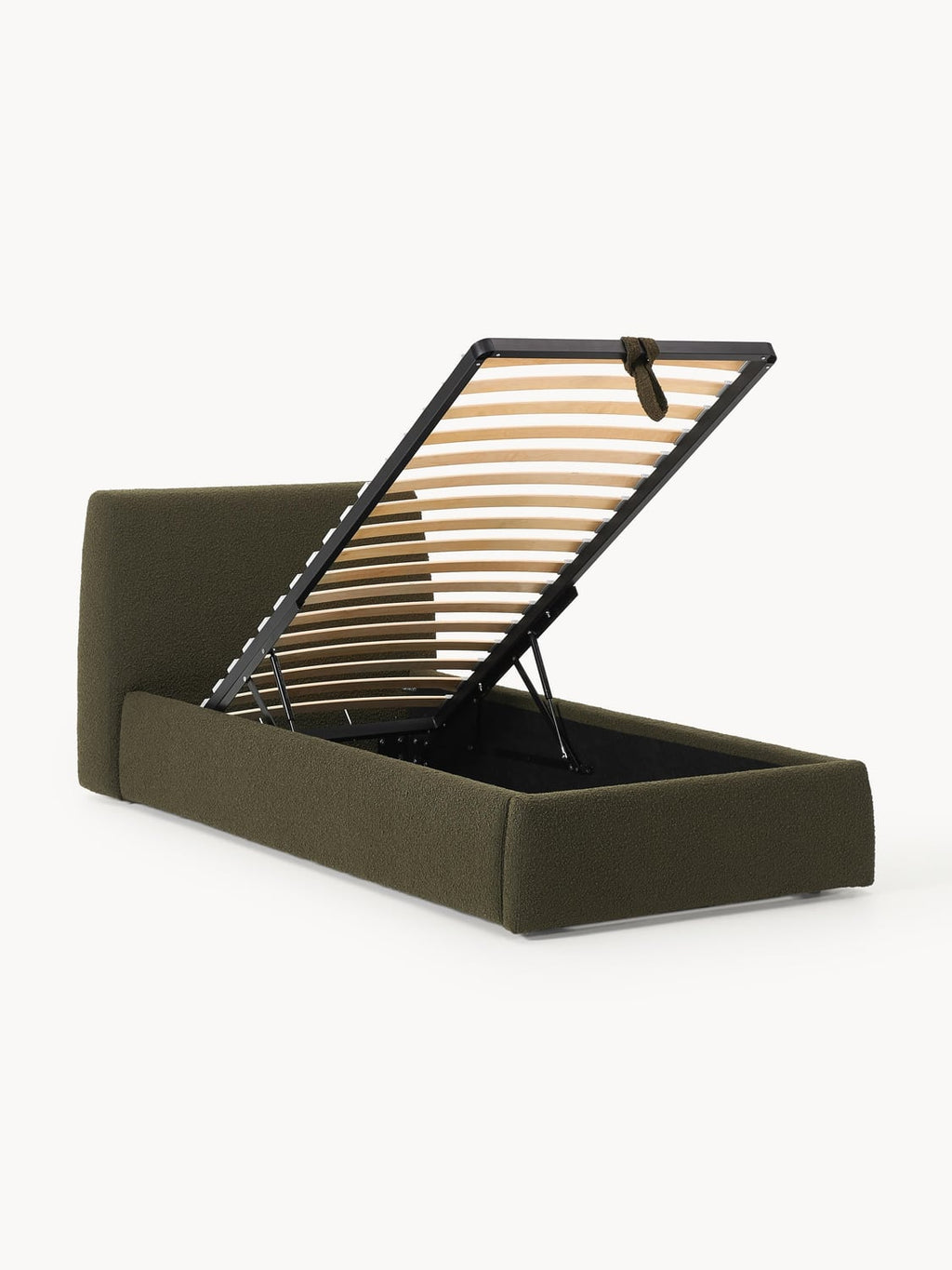 Cloud Bouclé-Single Bed with Storage — Clay