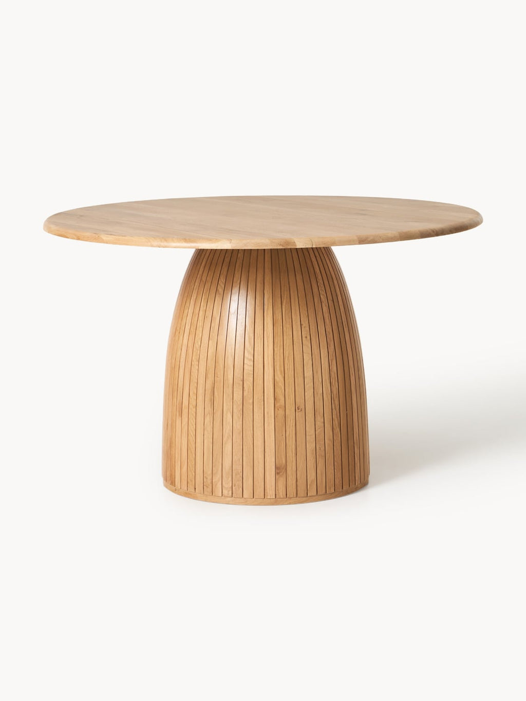 Nelly Round Dining Table with Fluted Structure, in various sizes — Camel