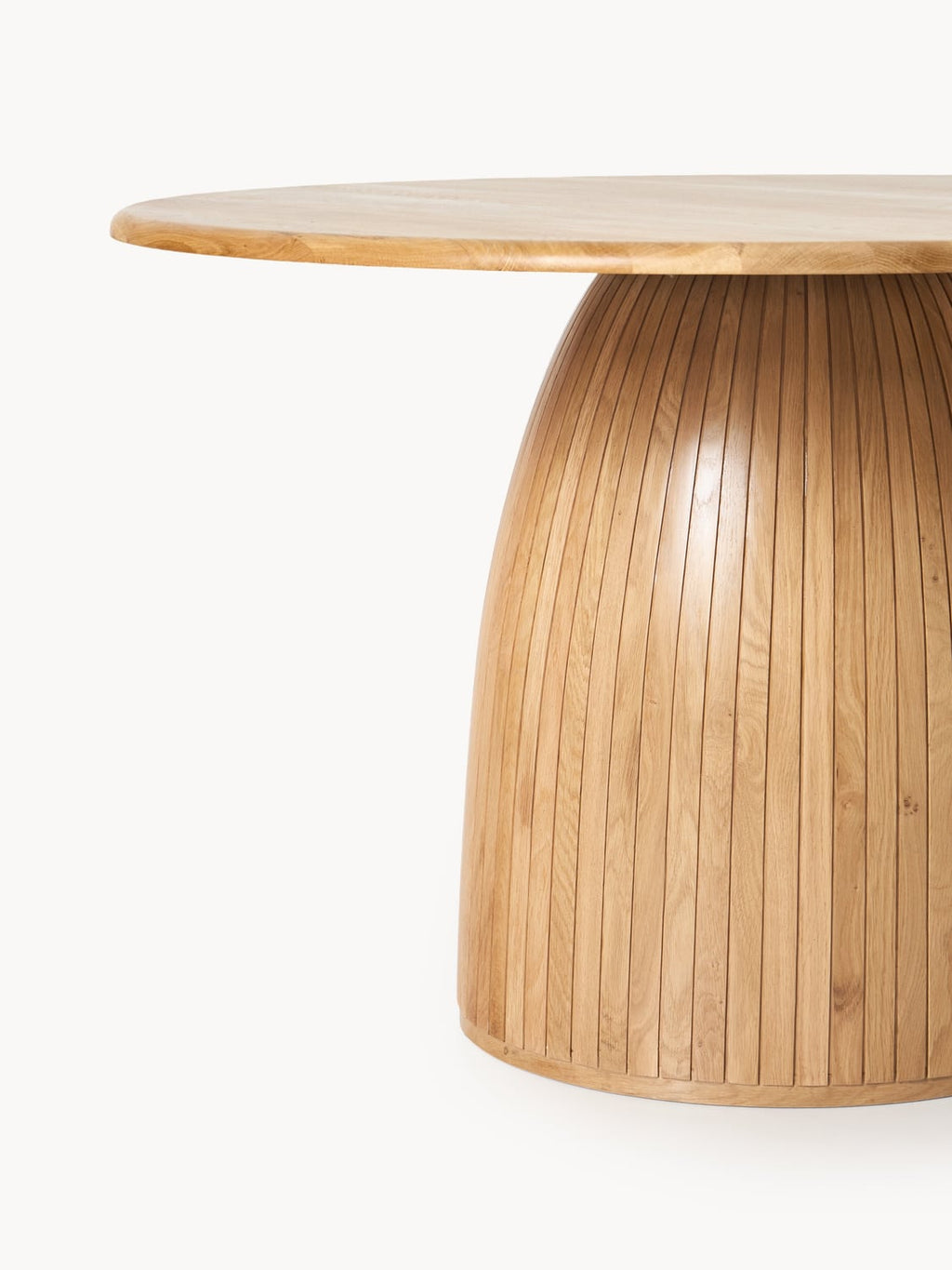 Nelly Round Dining Table with Fluted Structure, in various sizes — Camel