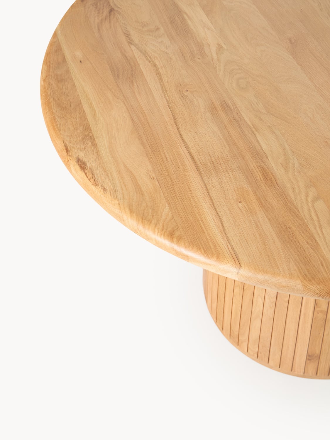 Nelly Round Dining Table with Fluted Structure, in various sizes — Camel