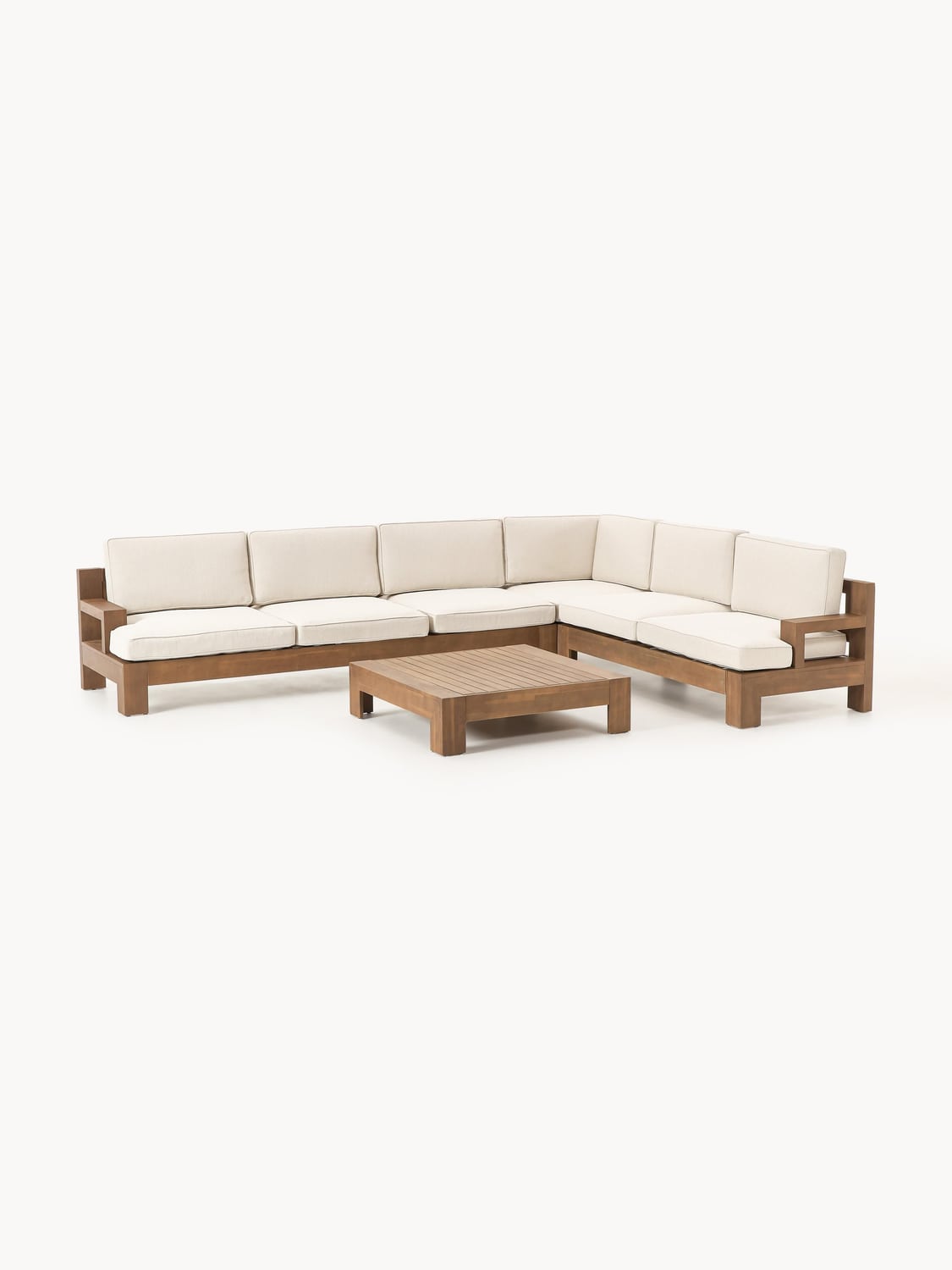 Joshua Modular Garden Lounge Set in Acacia, set of 4 — Oatmeal