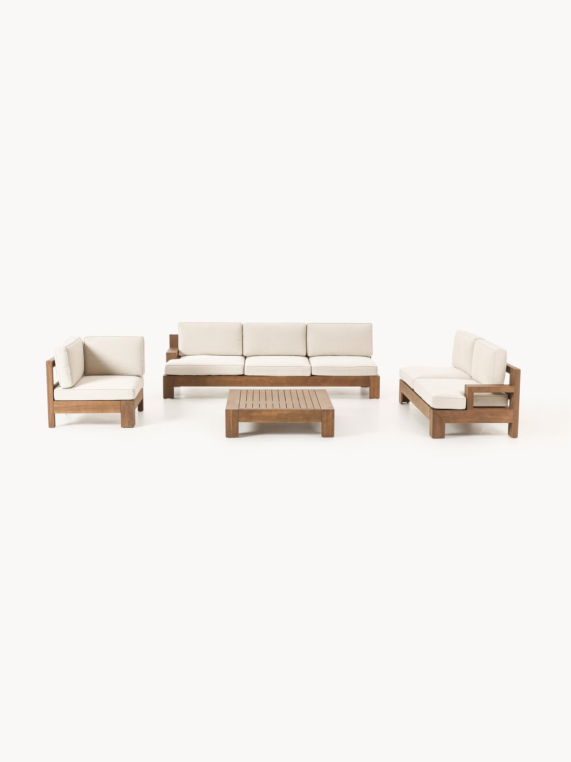 Joshua Modular Garden Lounge Set in Acacia, set of 4 — Oatmeal