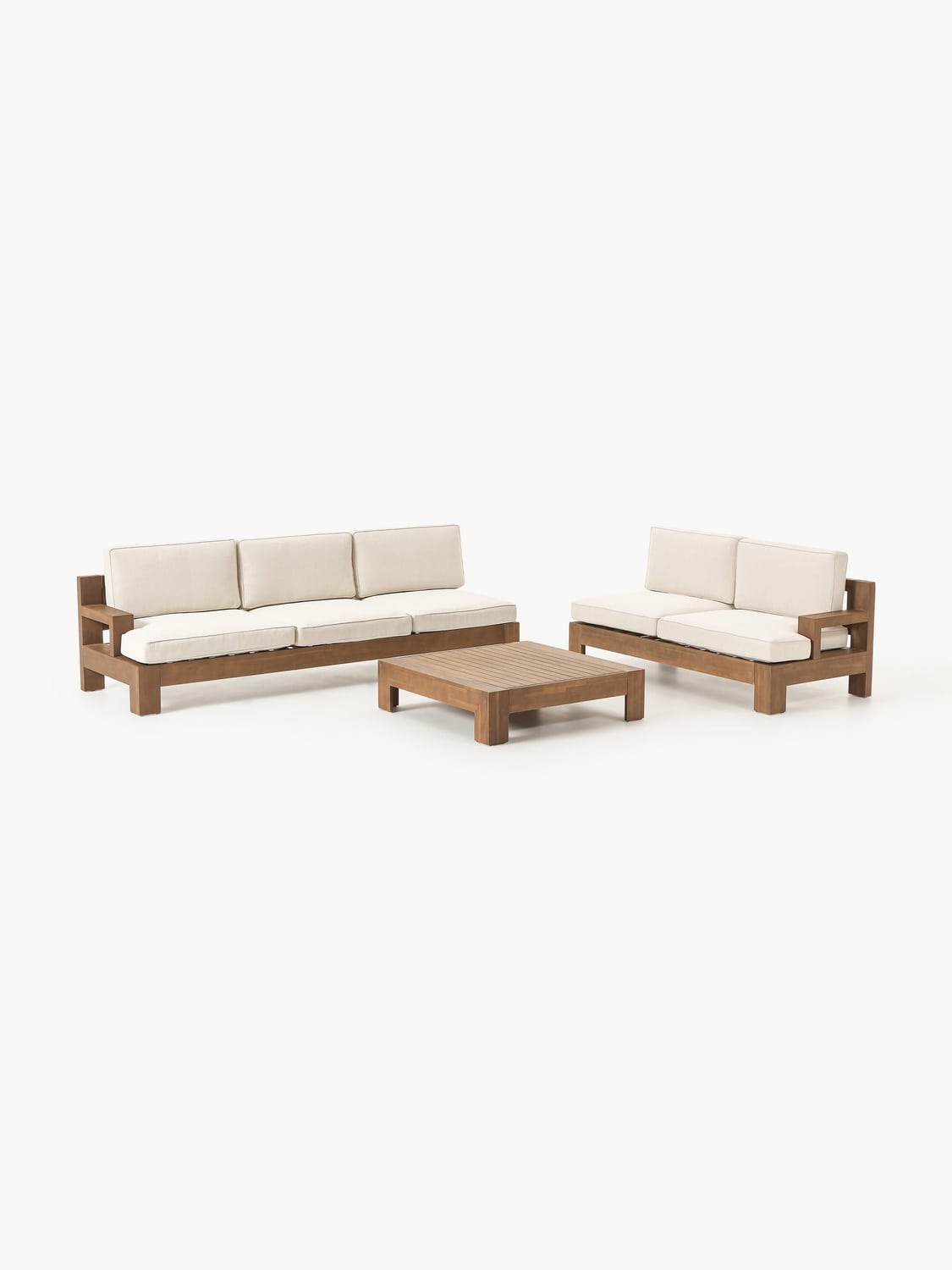Joshua Modular Garden Lounge Set in Acacia, set of 4 — Oatmeal