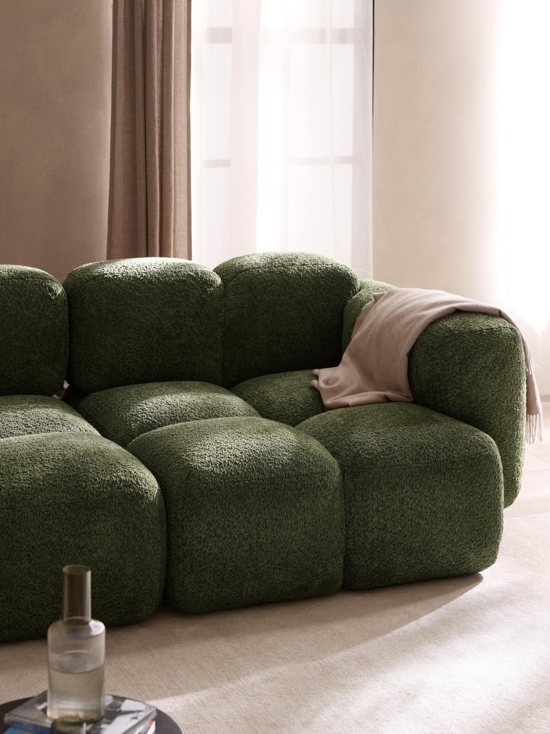 Tayla Corner Module in Teddy Bouclé — Green